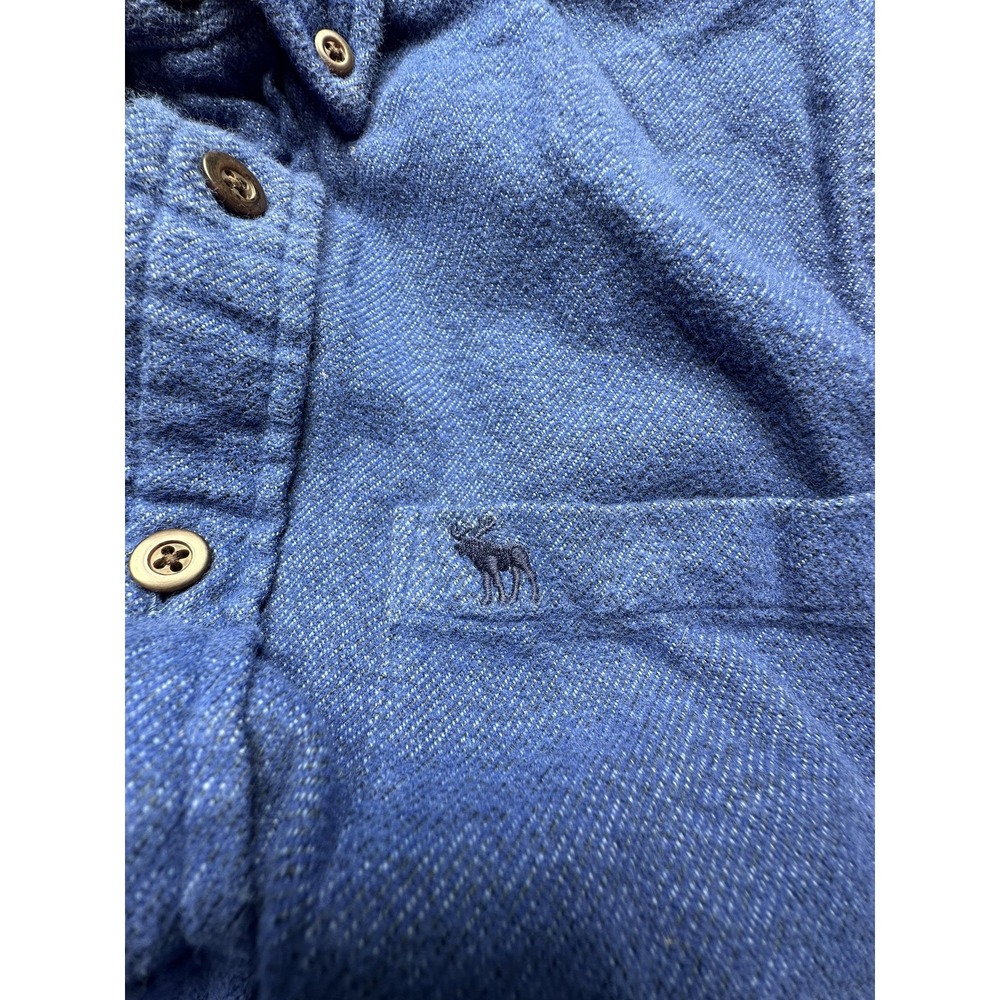 Abercrombie & Fitch Shirt Mens Medium‎ Blue Herringbone Flannel Button Down - Picture 8 of 8